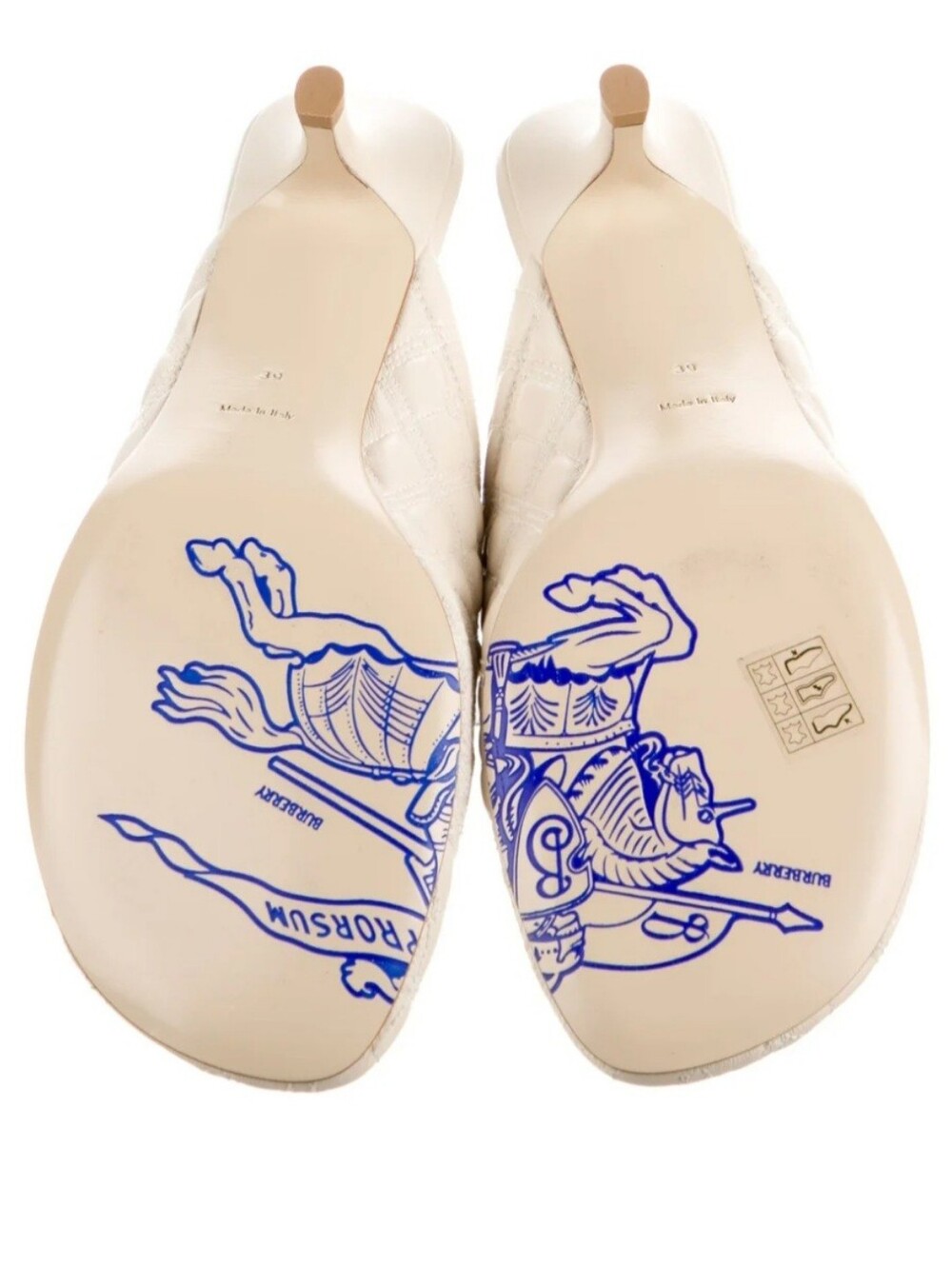 NWT Burberry Quilted Cream Beige Mules Size 9 Luxury Leather MRSP $1000 - Picture 4 of 4